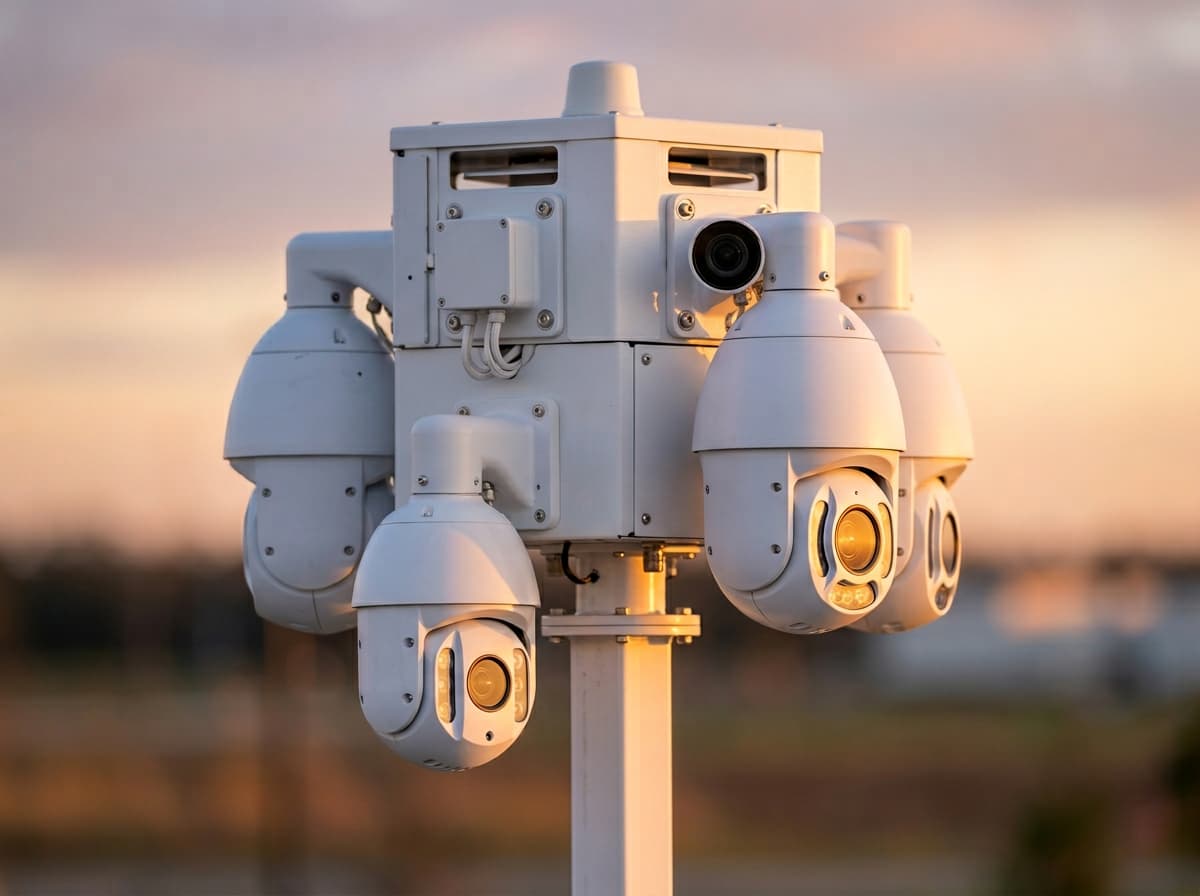 Close-up of Guardtress multi-camera surveillance head
