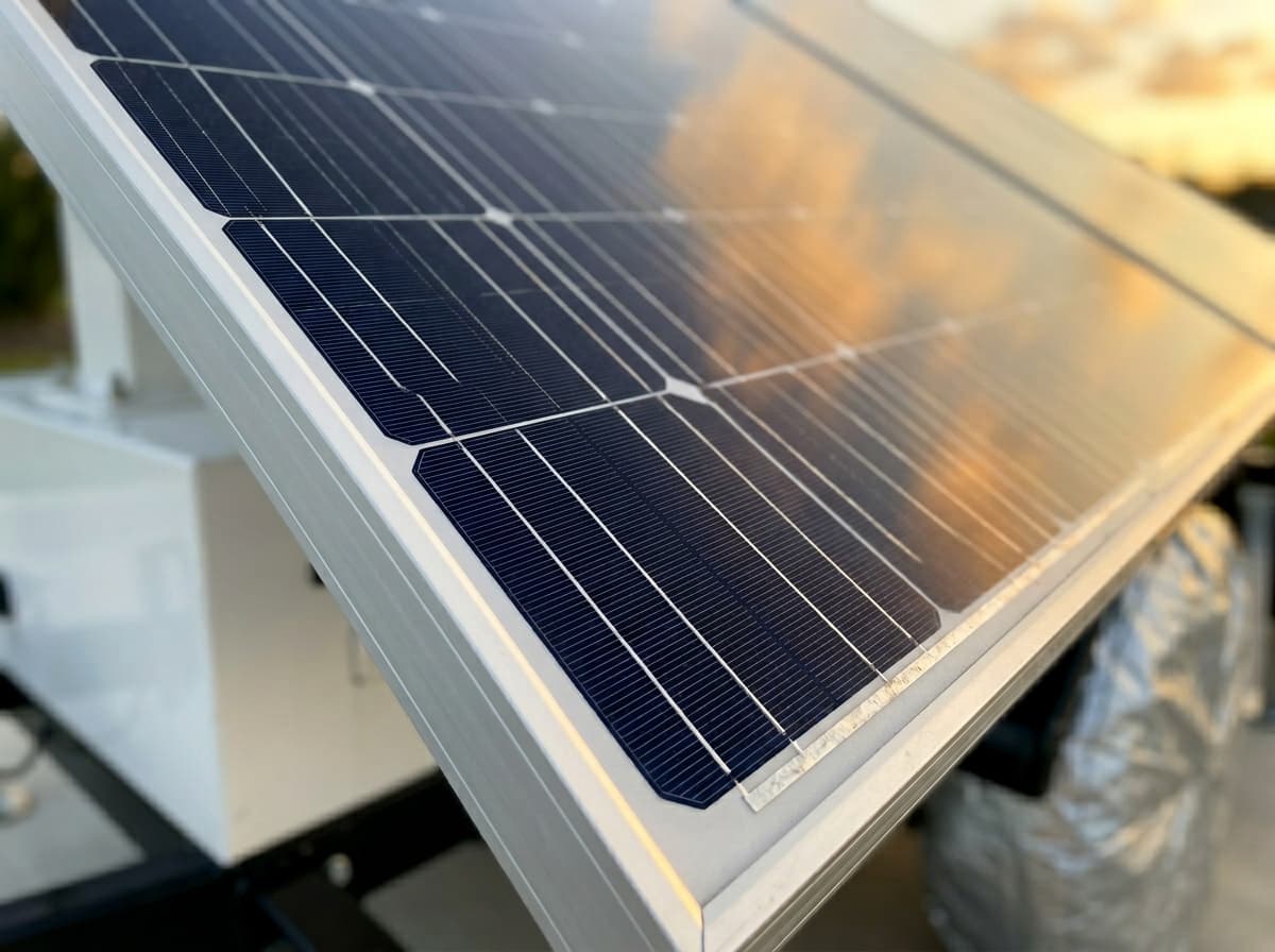 Close-up of Guardtress solar panel array